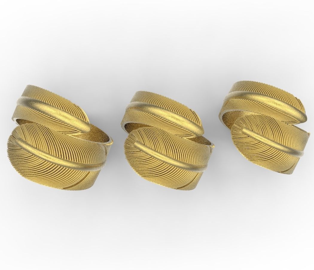feather rings 3D print model_3
