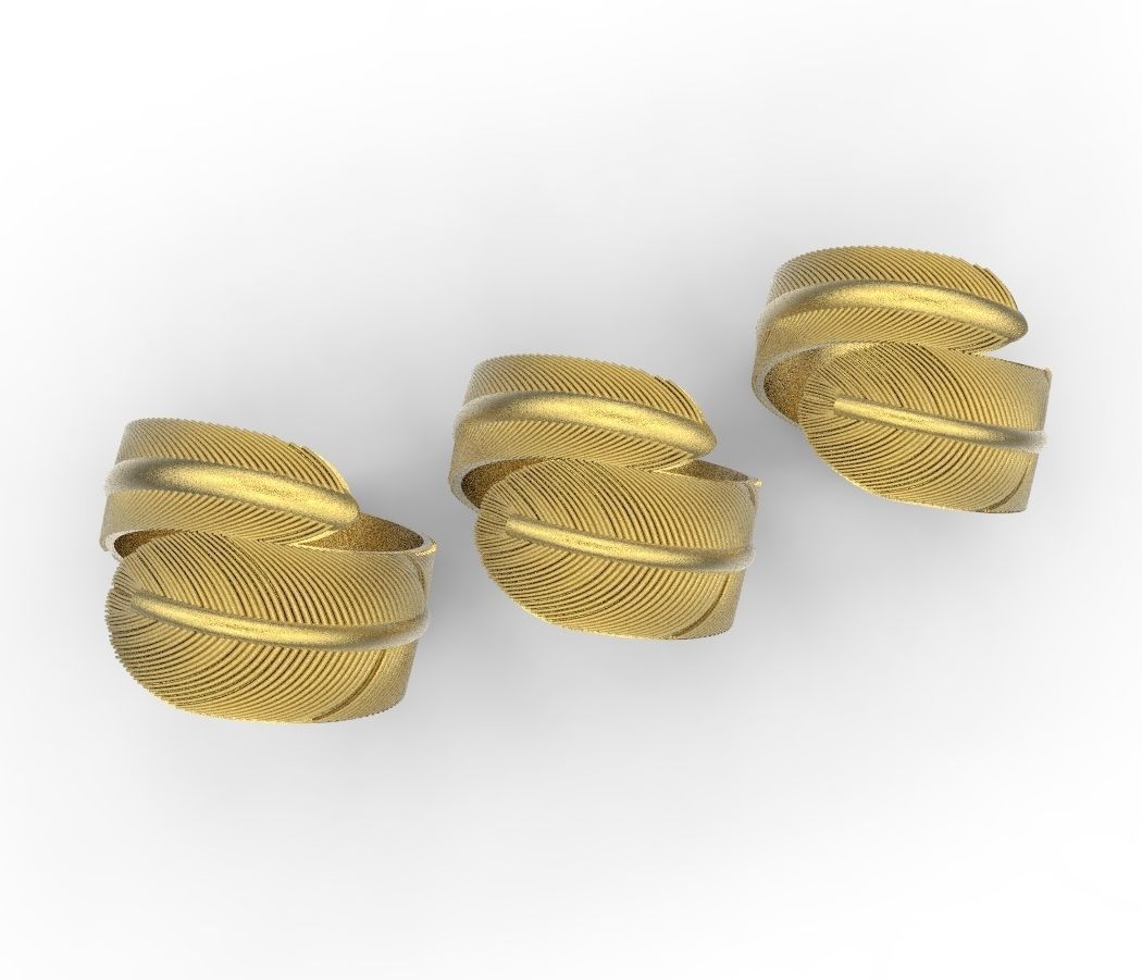 feather rings 3D print model_1