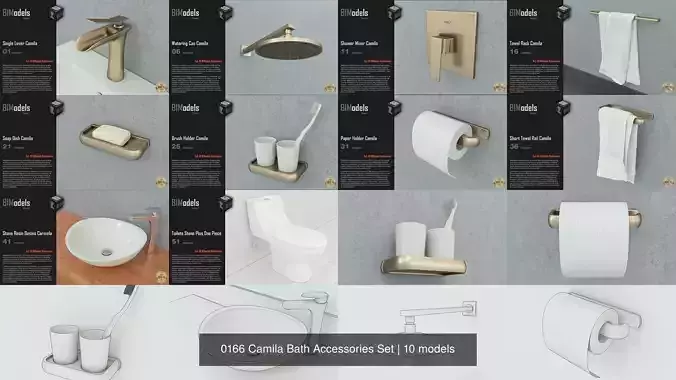 0166 Camila Bath Accessories Set 3D Model Collection