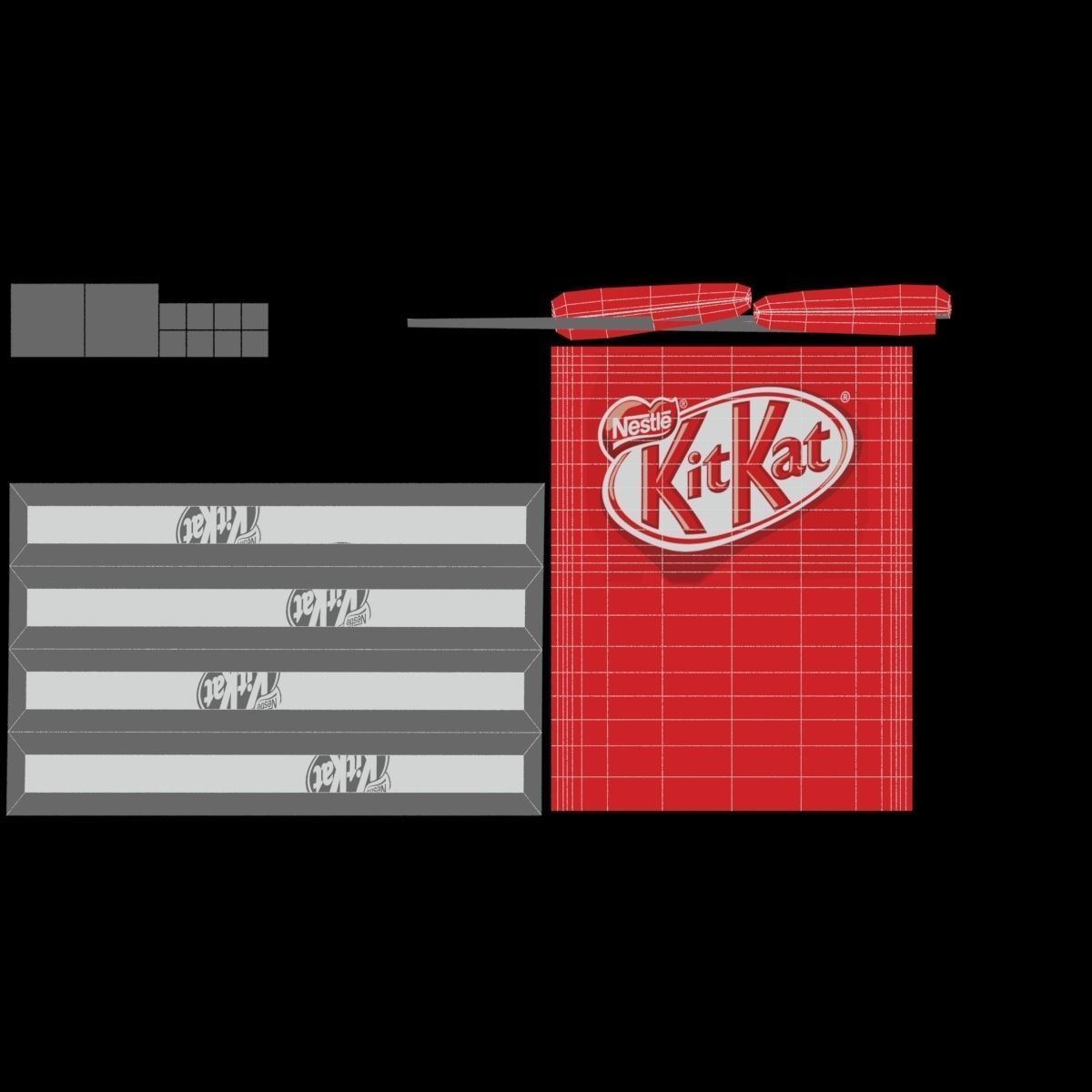 KitKat chocolate bar Low-poly 3D model_8