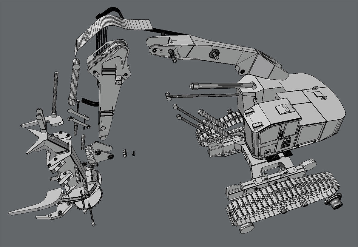 Tracked Feller Buncher Cat 551 3D model_7