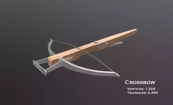 Crossbow 3D model with wooden handle