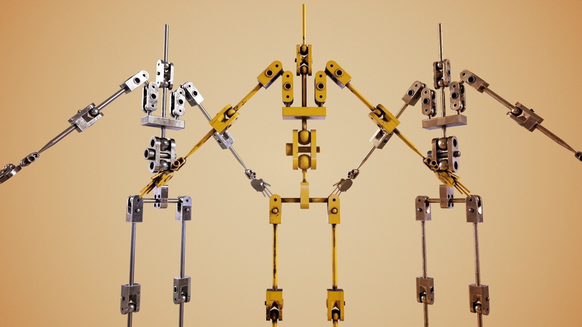 Animatronic Poseable Robot Low-poly 3D model_1