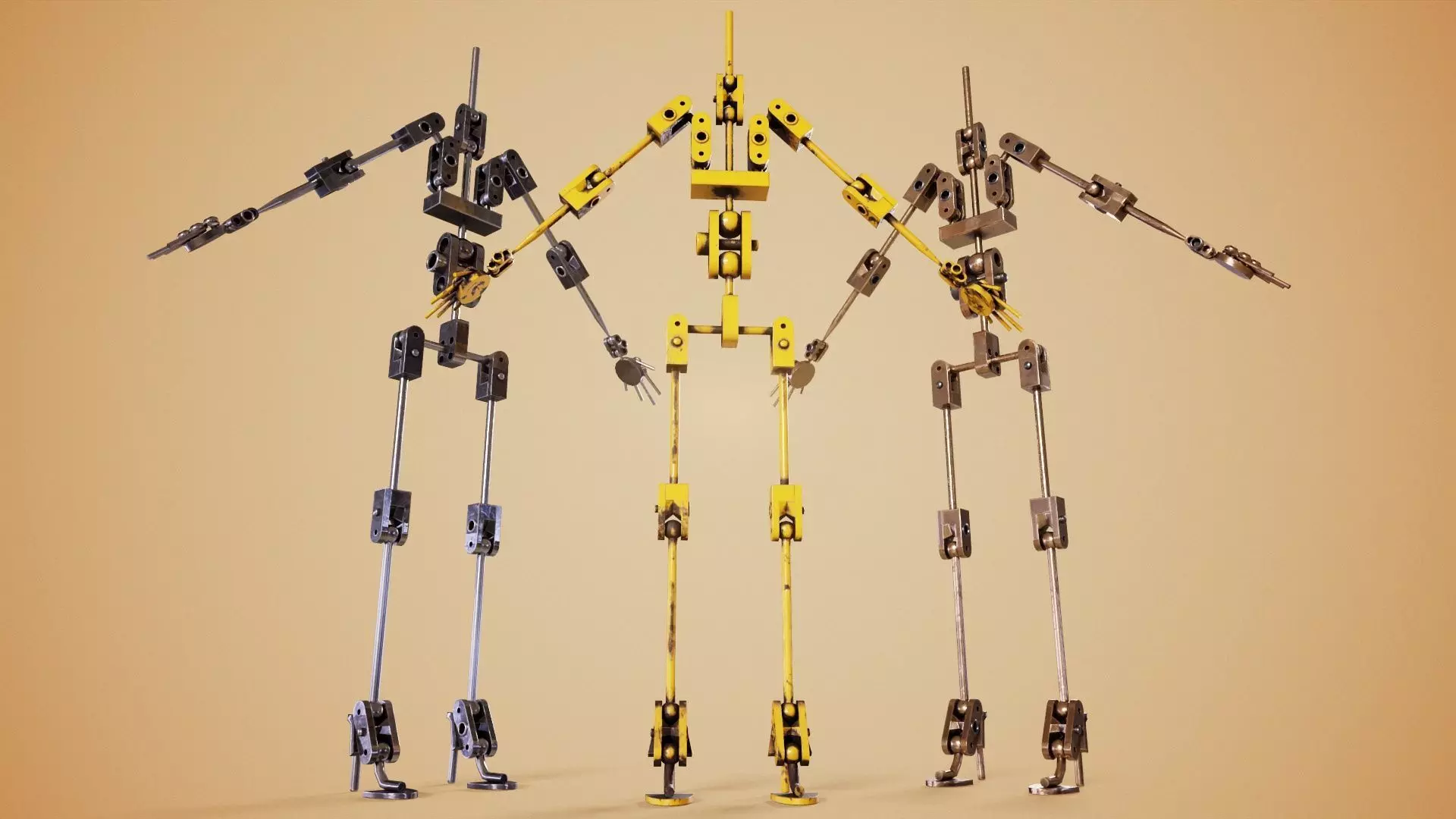 Animatronic Poseable Robot Low-poly 3D model_0