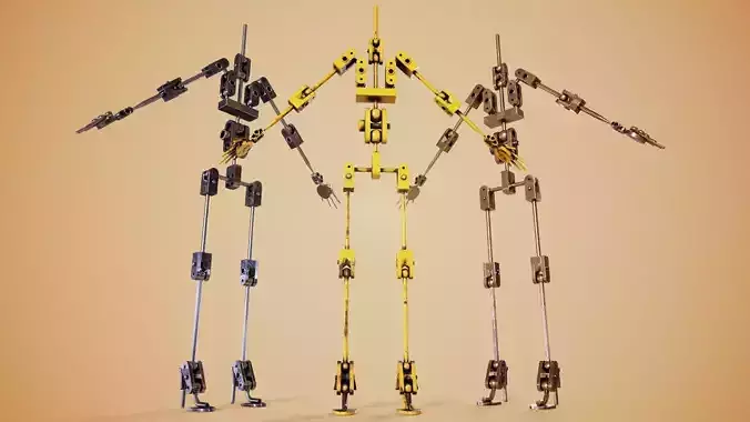 Animatronic Poseable Robot Low-poly 3D model