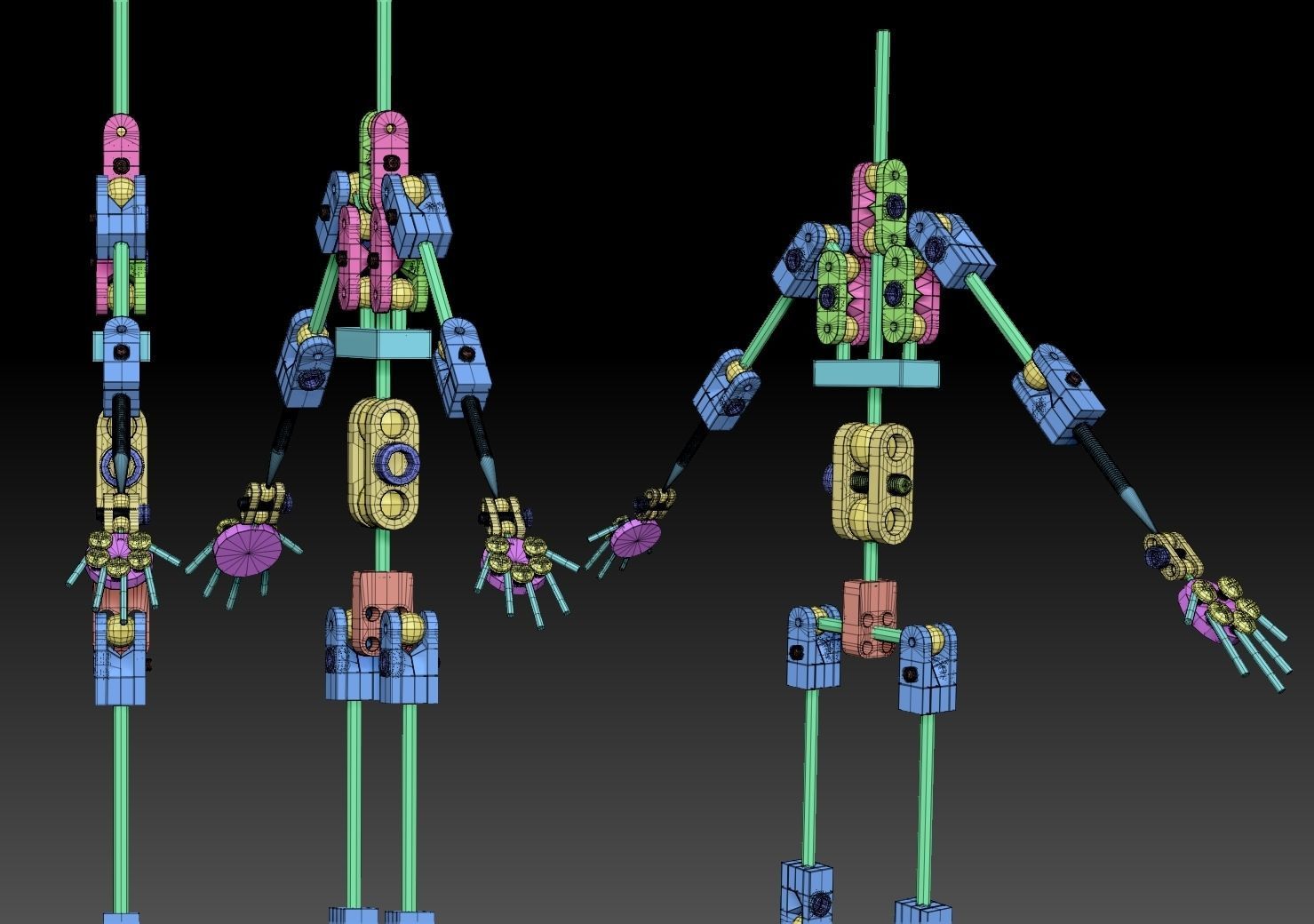 Animatronic Poseable Robot Low-poly 3D model_8