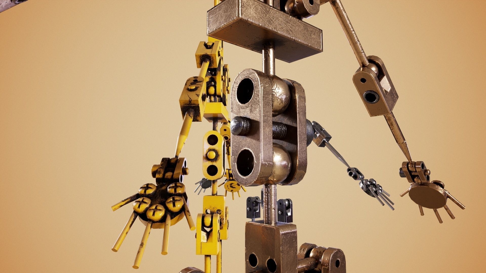 Animatronic Poseable Robot Low-poly 3D model_11