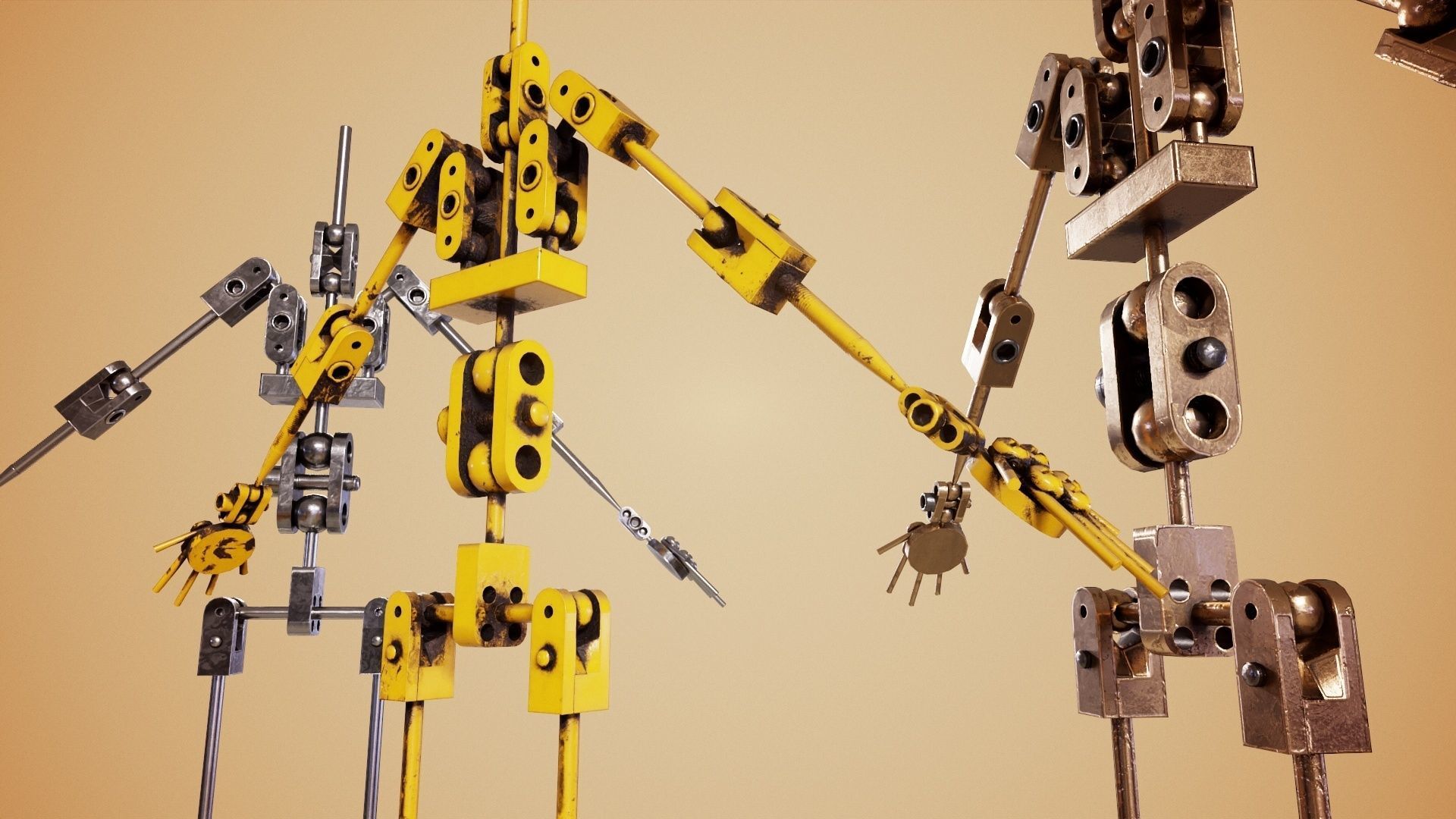 Animatronic Poseable Robot Low-poly 3D model_3