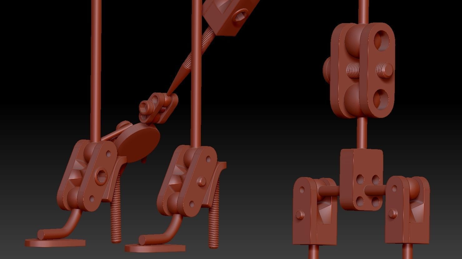 Animatronic Poseable Robot Low-poly 3D model_5