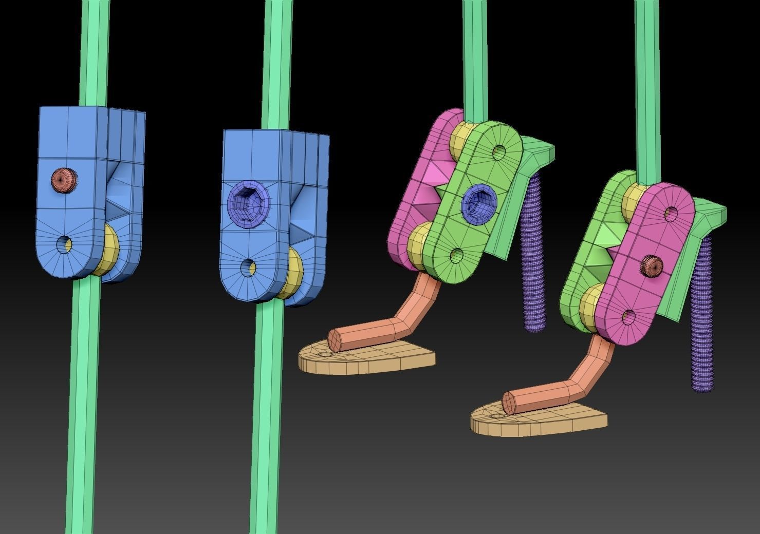 Animatronic Poseable Robot Low-poly 3D model_7