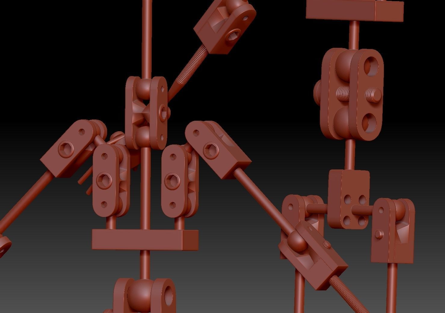 Animatronic Poseable Robot Low-poly 3D model_6