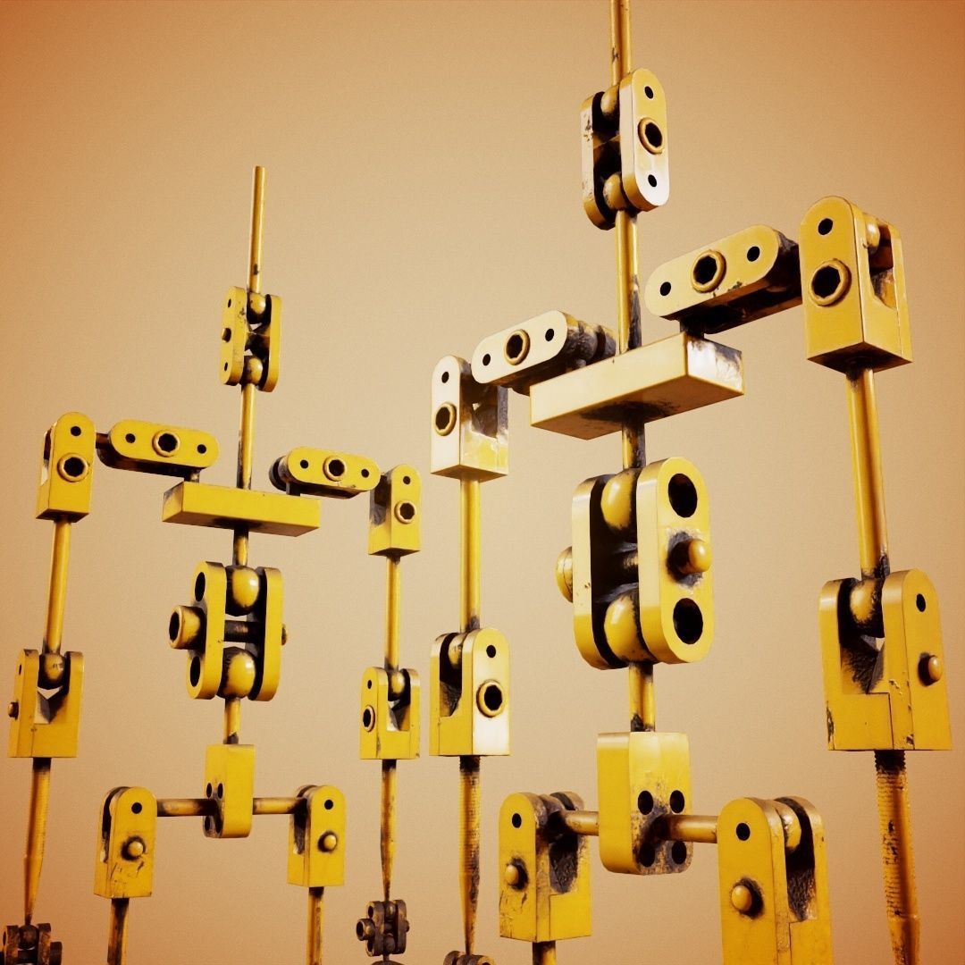 Animatronic Poseable Robot Low-poly 3D model_9