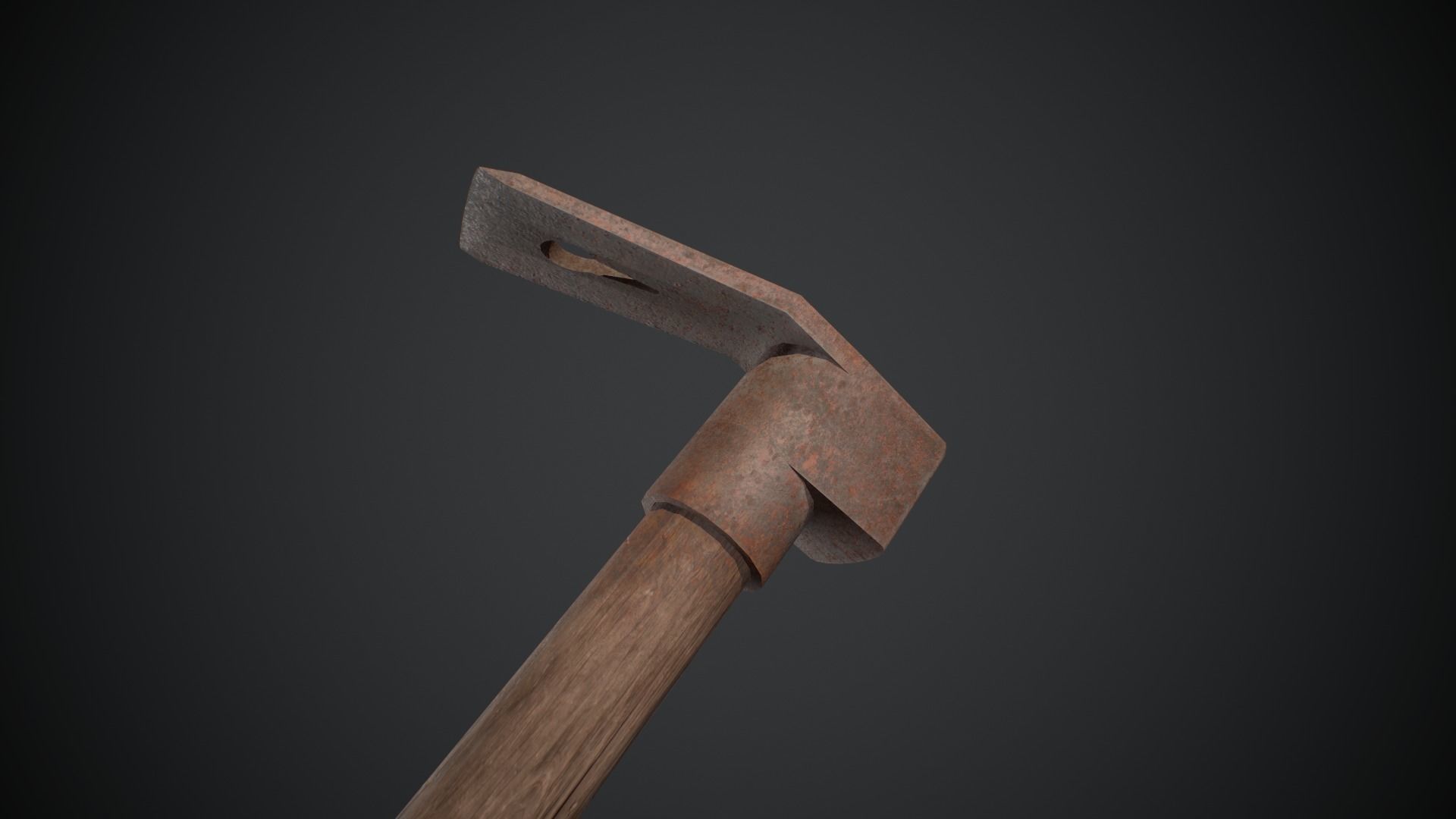 Dirty Rusted Old Hammer  Low-poly 3D model_5
