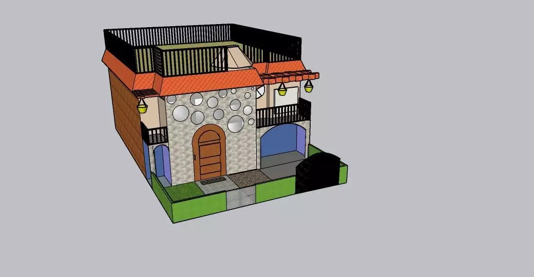 Kothi house Low-poly 3D model_0