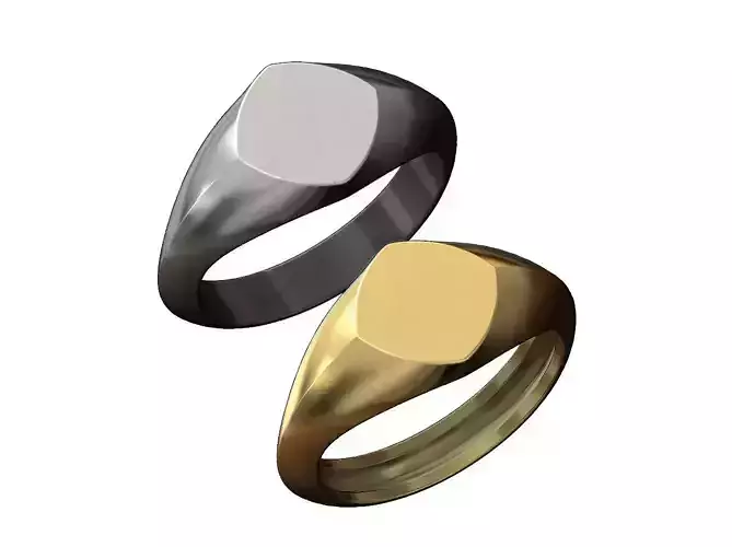 Square Quadrangle Flat-Top Signet Ring 