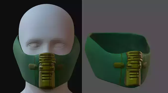 Gas mask helmet 3d model scifi Low-poly 