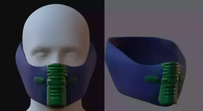 Gas mask helmet 3d model scifi Low-poly 