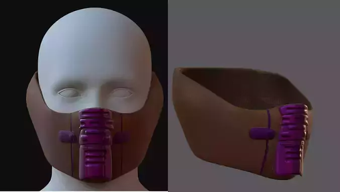 Gas mask helmet 3d model scifi Low-poly 