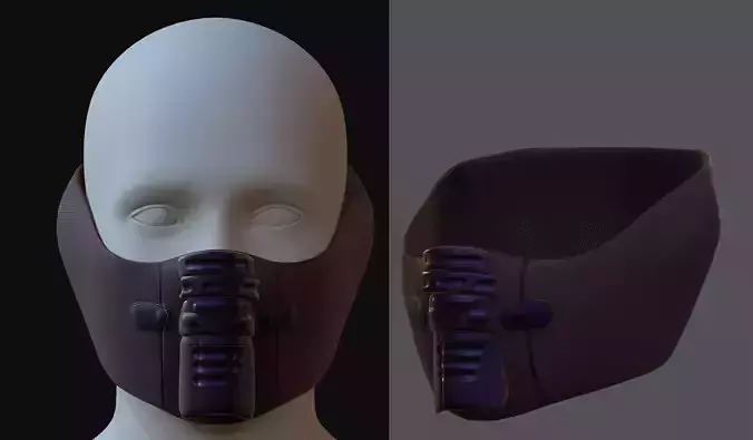 Gas mask helmet 3d model scifi Low-poly 