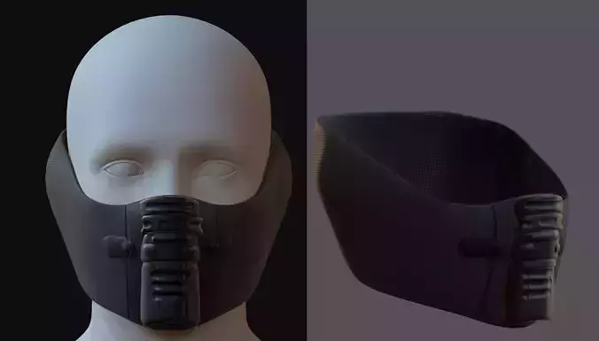 Gas mask helmet 3d model scifi Low-poly 