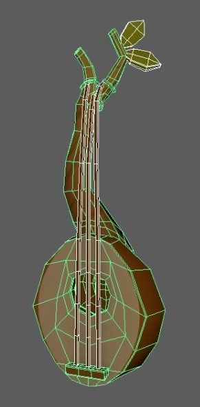 Wooden gittern 3D model_2