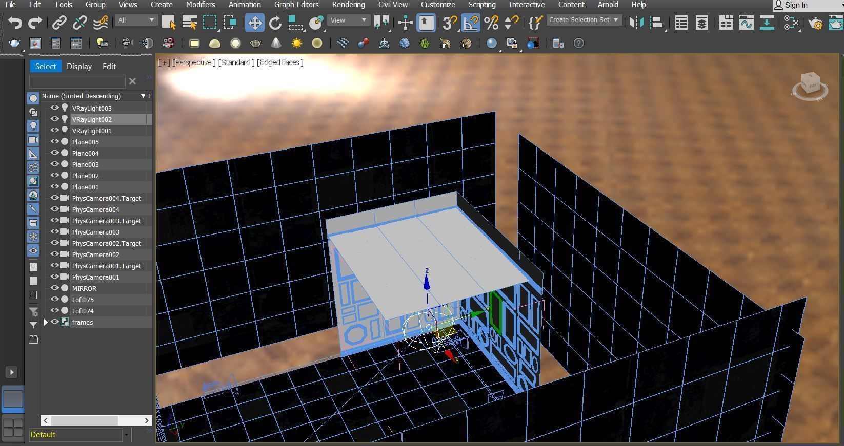 mirror wall with gold frames 3D model_5