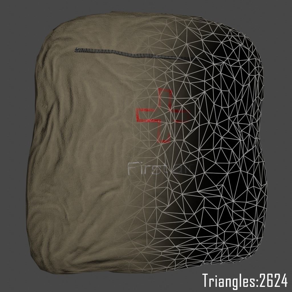 First aid kit Low-poly 3D model_3