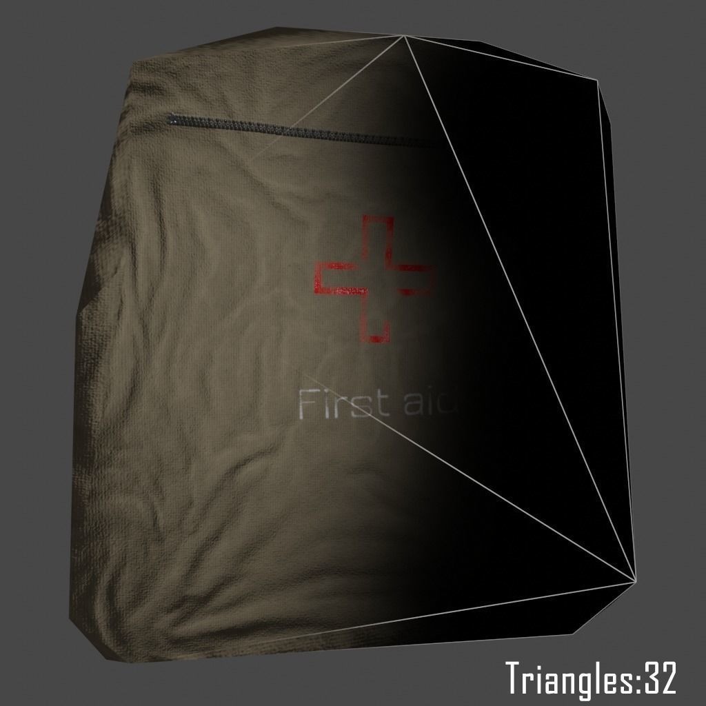 First aid kit Low-poly 3D model_6
