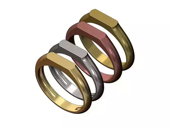 2 Slot wedding and engagement low profile signet ring 