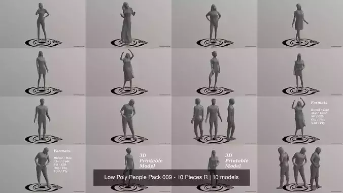 Low Poly People Pack 009 - 10 Pieces R
