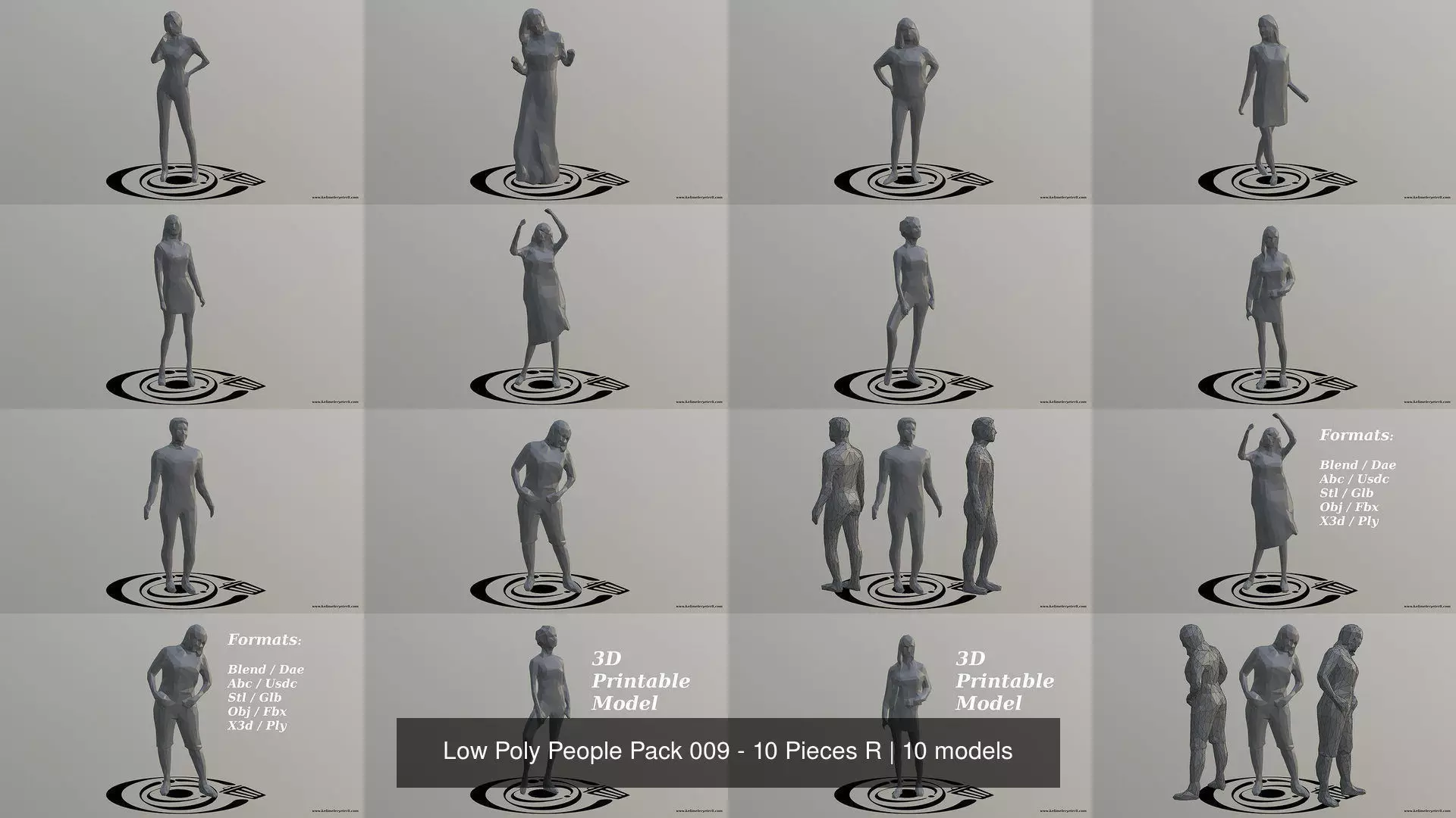 Low Poly People Pack 009 - 10 Pieces R 3D Model Collection_1