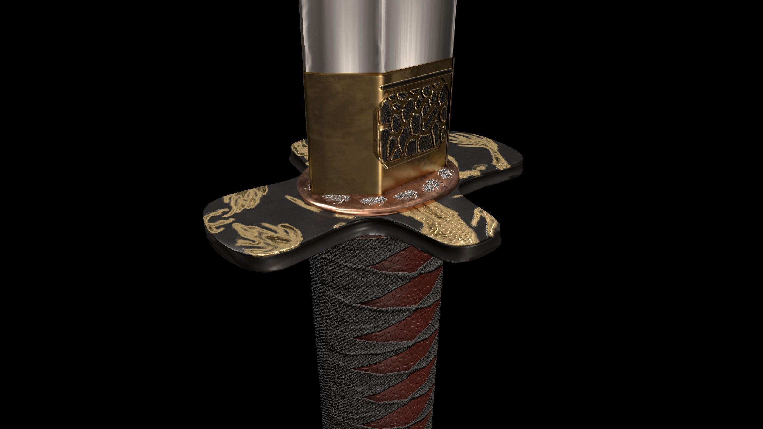 Japanese weapon set Low-poly 3D model_5