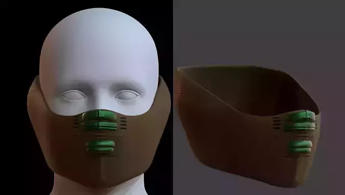Gas mask helmet 3d model scifi Low-poly 