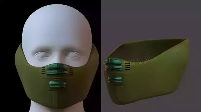 Gas mask helmet 3d model scifi Low-poly 