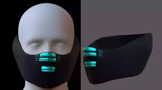 Gas mask helmet 3d model scifi Low-poly 