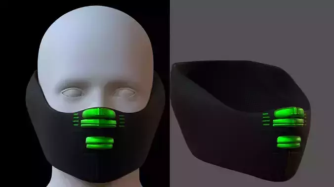 Gas mask helmet 3d model scifi Low-poly 