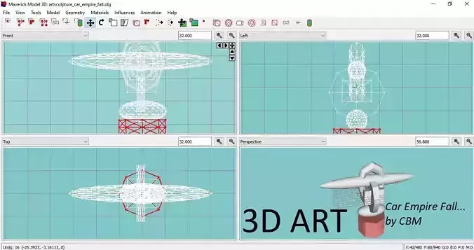 3D Art Piece - Car Empire Fall Free low-poly 3D model