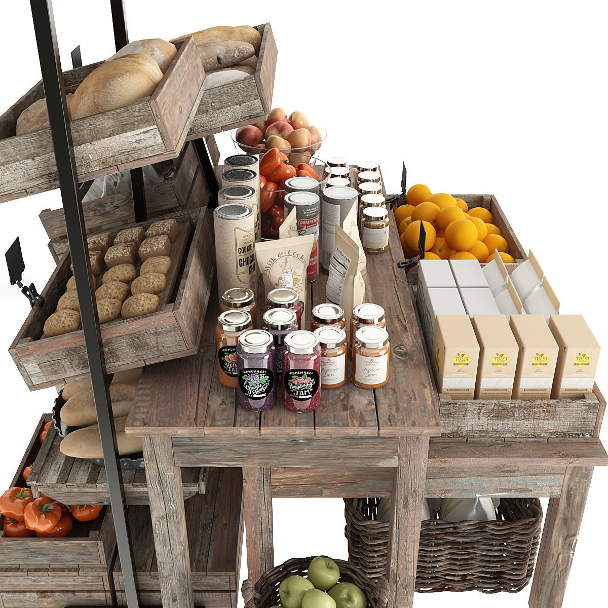 Shelves with products 3D model_2