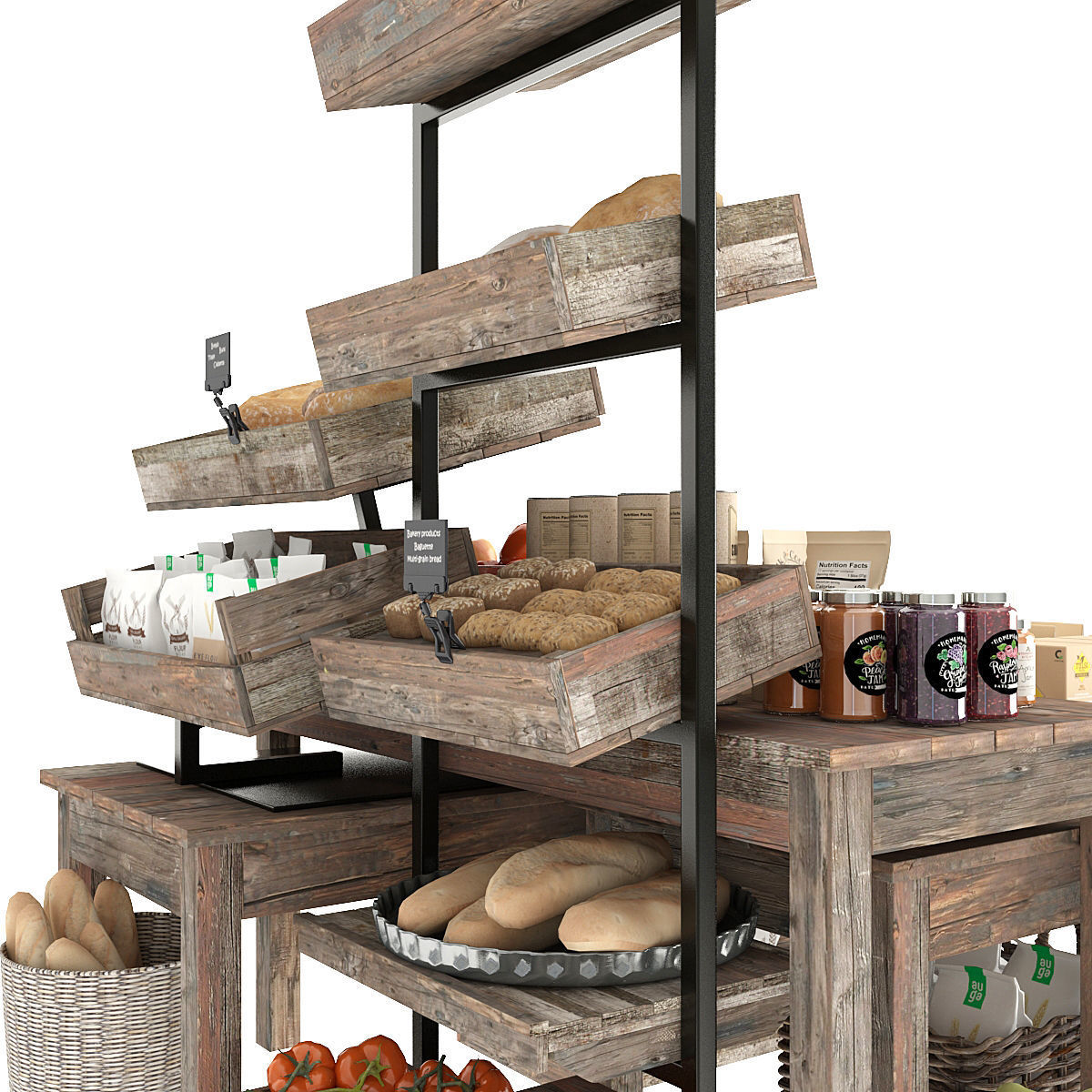 Shelves with products 3D model_1