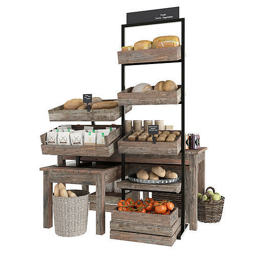 Shelves with products 3D model