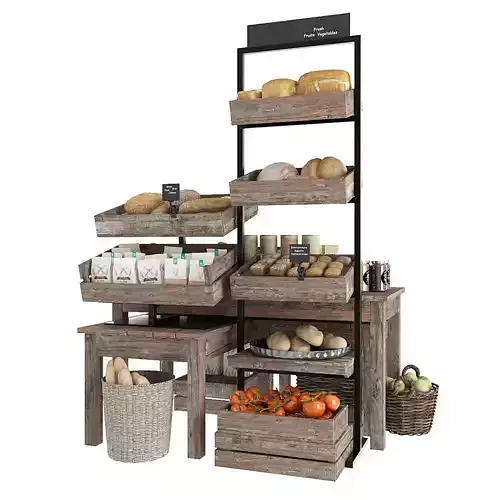 Shelves with products 3D model