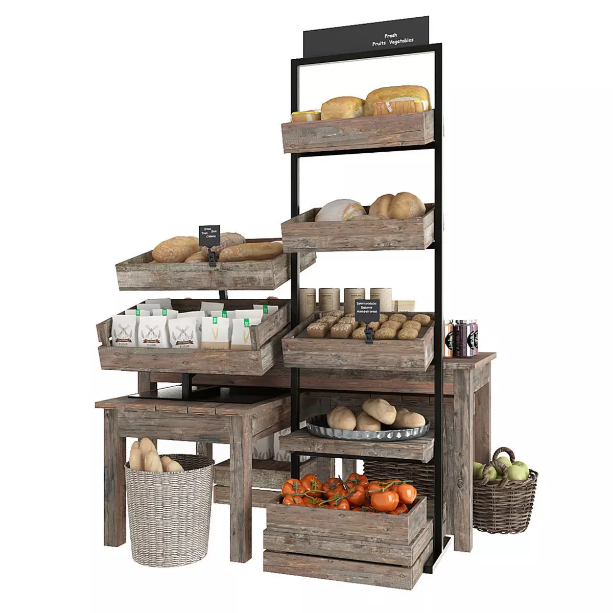 Shelves with products 3D model_0