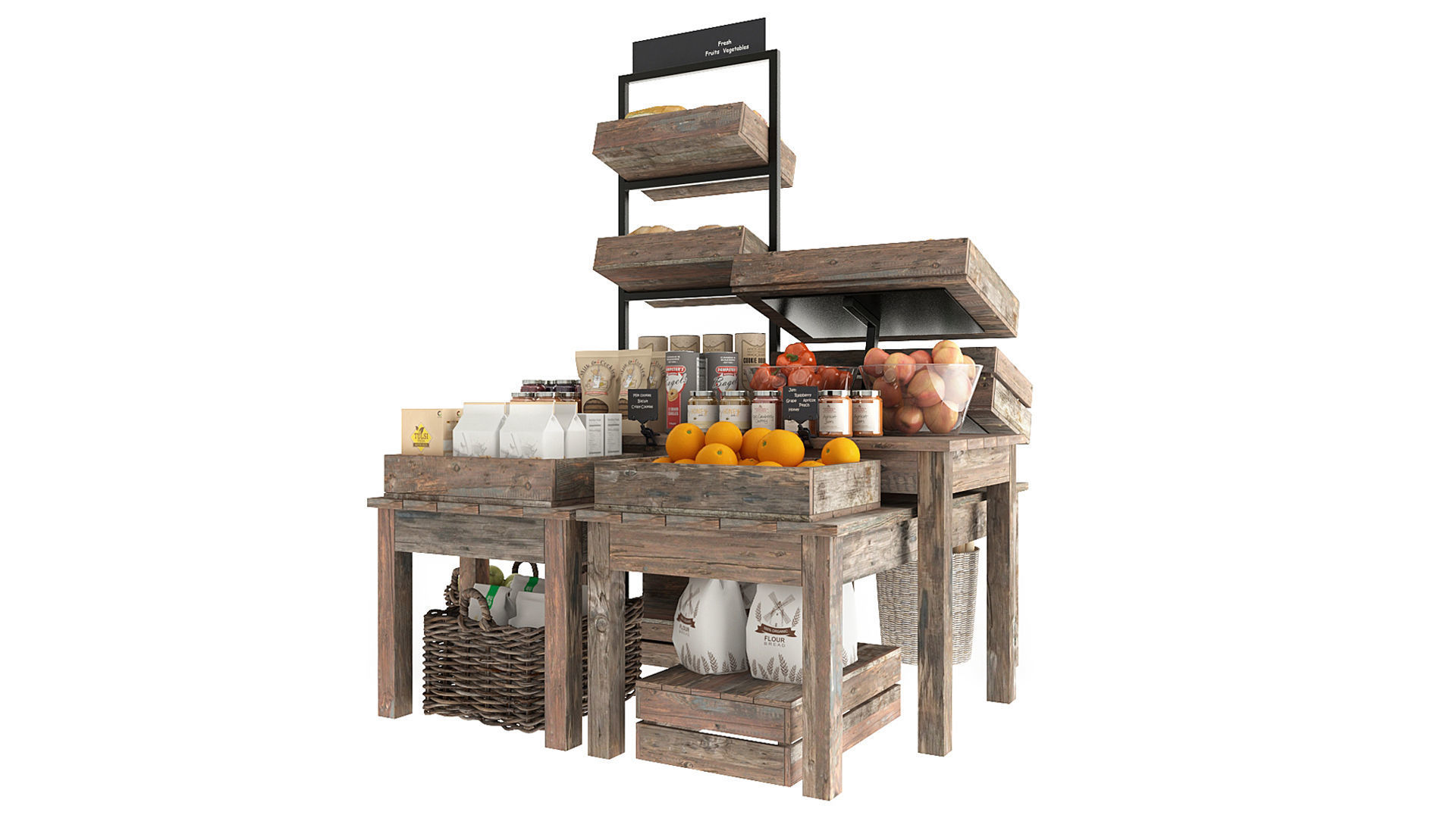 Shelves with products 3D model_4