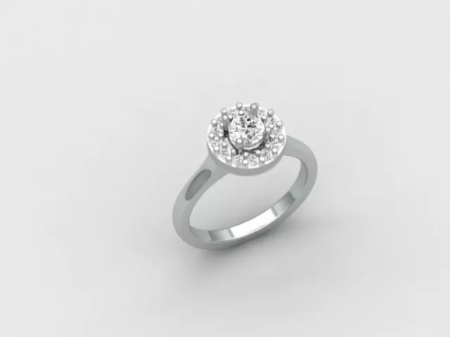 Solitaire Ring with central stone 3D print model_0