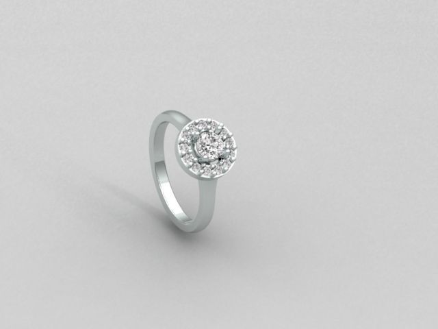 Solitaire Ring with central stone 3D print model_1