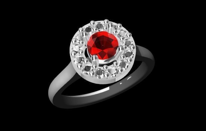 Solitaire Ring with central stone 3D print model_2
