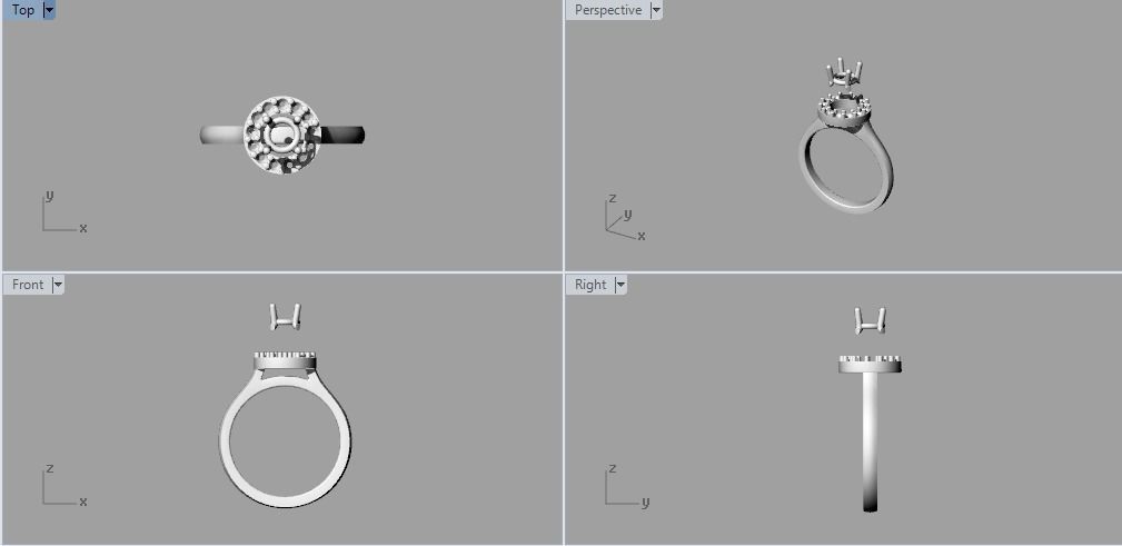 Solitaire Ring with central stone 3D print model_3