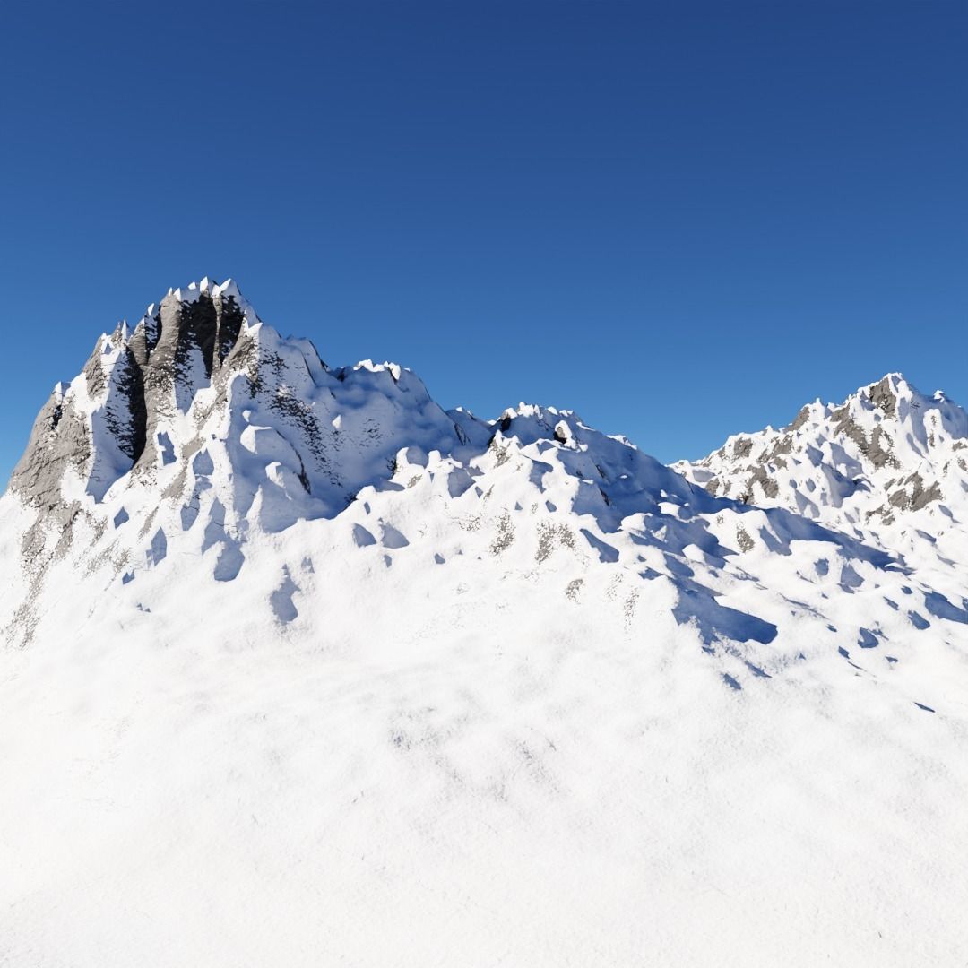 Procedural Snowy Mountain 3D model_1