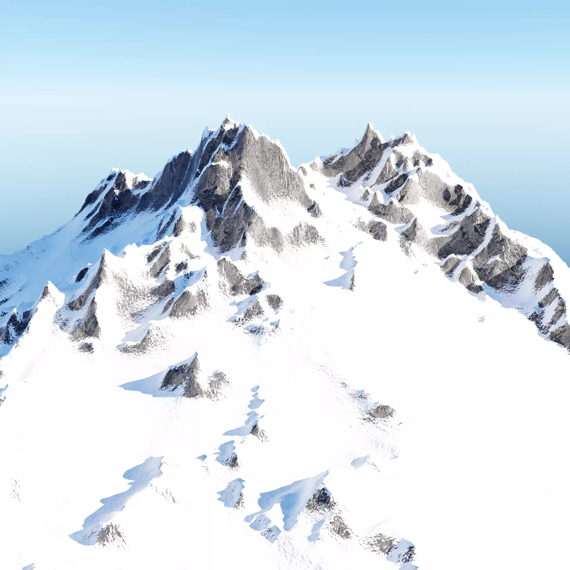 Procedural Snowy Mountain 3D model_0