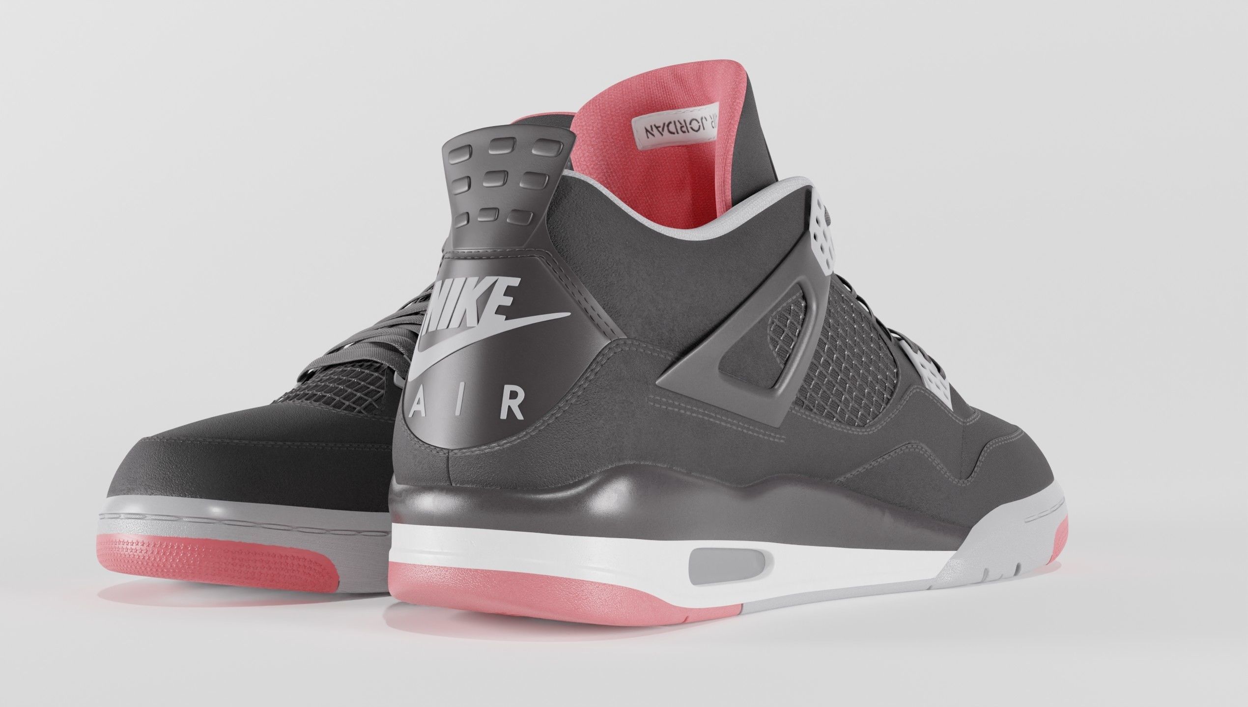 Nike Air Jordan 4 Retro Bred Shoe Low-poly 3D model_60